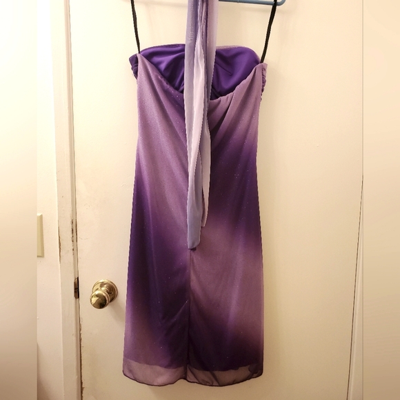 GLAM Purple Sparkly Halter Dress Size Small - Picture 2 of 5